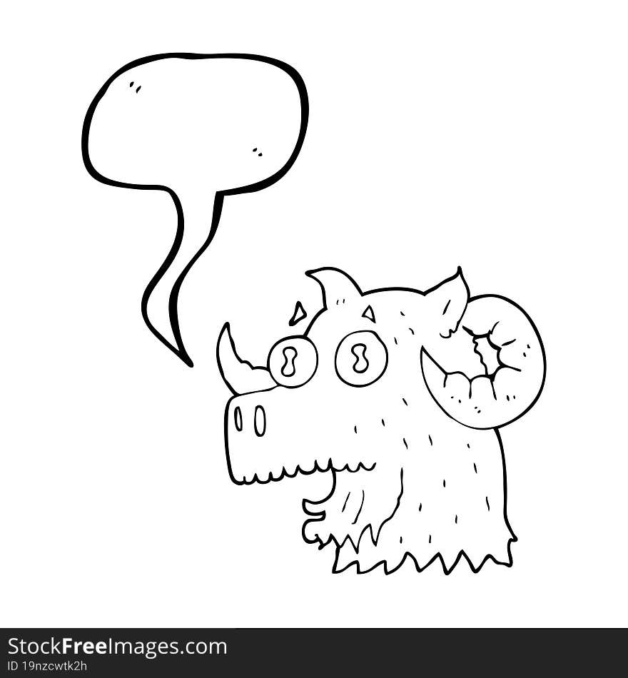 speech bubble cartoon ram head