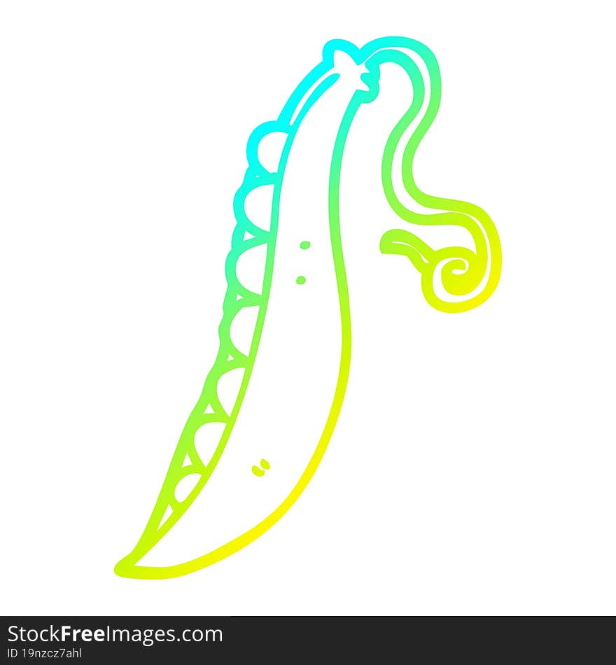 cold gradient line drawing of a cartoon peas in pod