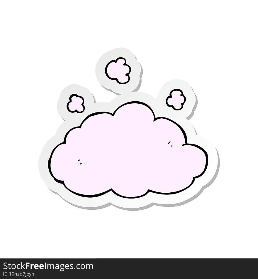 sticker of a cartoon fluffy pink cloud