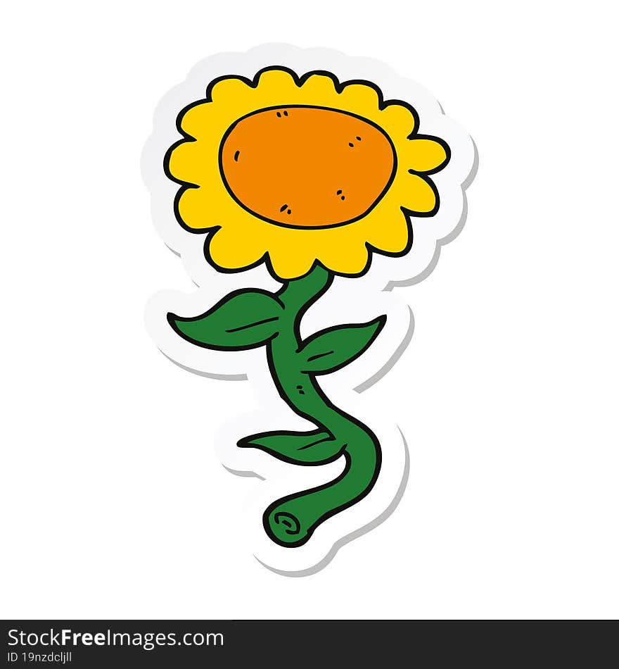 sticker of a cartoon sunflower