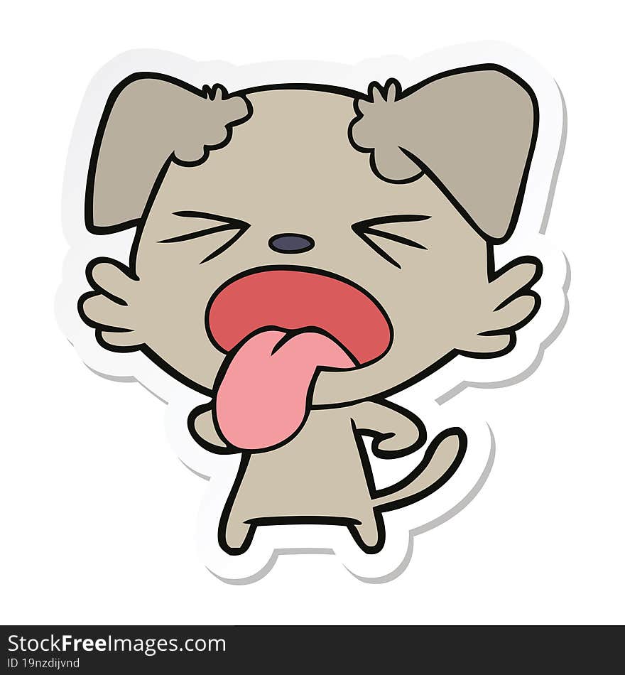 sticker of a cartoon disgusted dog