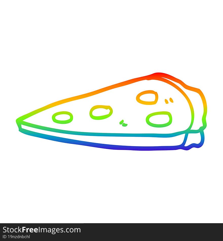 rainbow gradient line drawing cartoon pizza