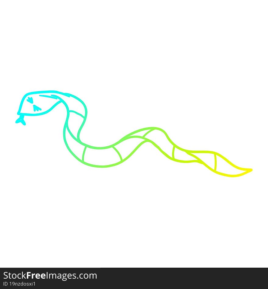 Cold Gradient Line Drawing Cartoon Snake