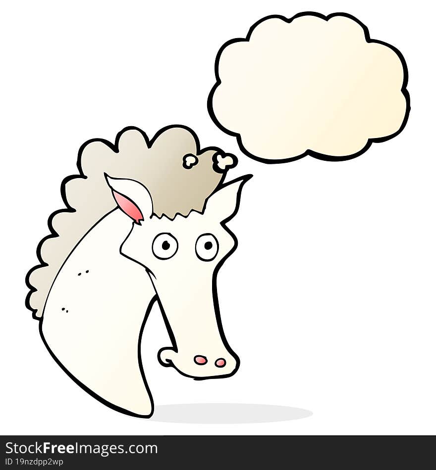 cartoon horse head with thought bubble