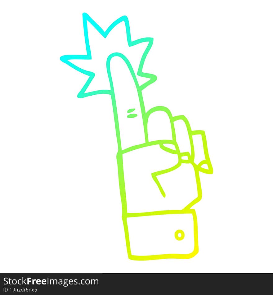 cold gradient line drawing of a cartoon pointing hand