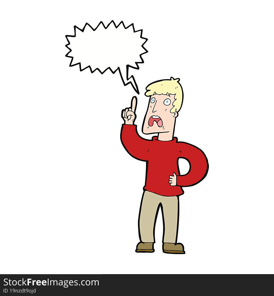 cartoon man with complaint with speech bubble