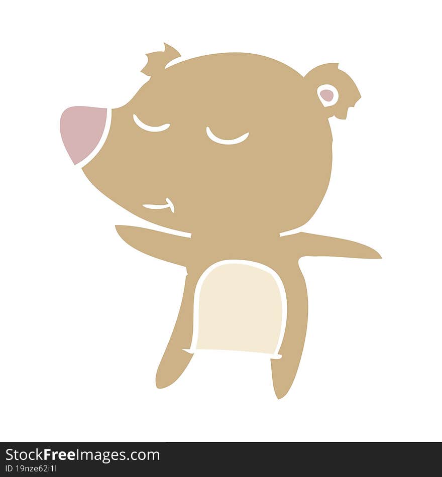 Happy Flat Color Style Cartoon Bear