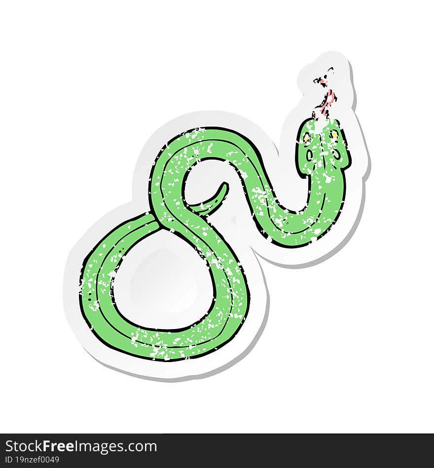 retro distressed sticker of a cartoon snake