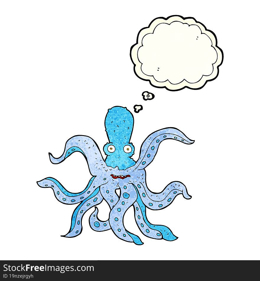 Cartoon Giant Octopus With Thought Bubble