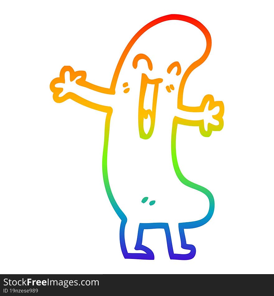 rainbow gradient line drawing cartoon happy sausage