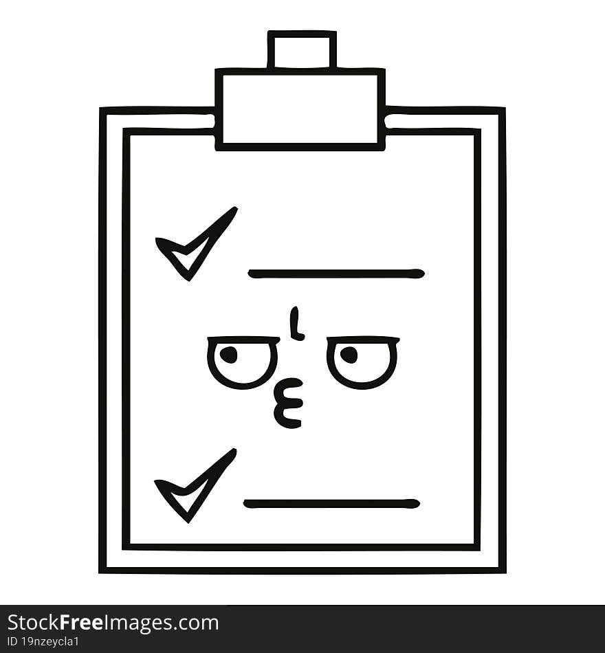 line drawing cartoon of a check list