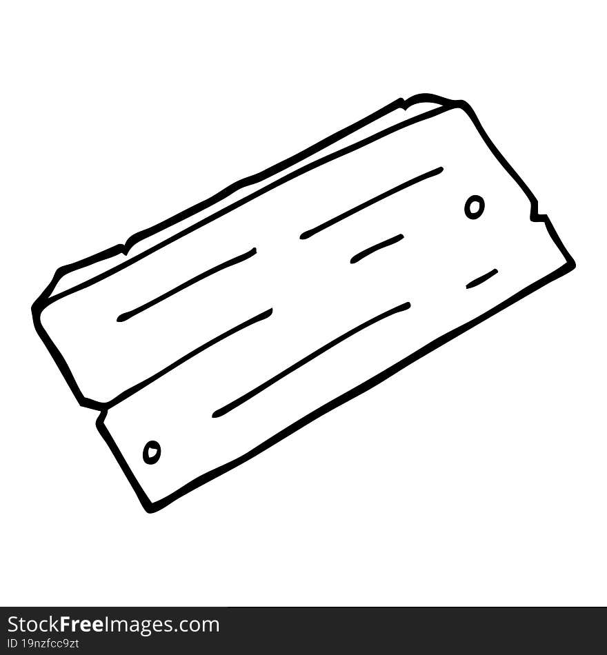 line drawing cartoon plank of wood