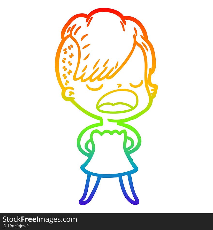 rainbow gradient line drawing cartoon cool hipster girl talking