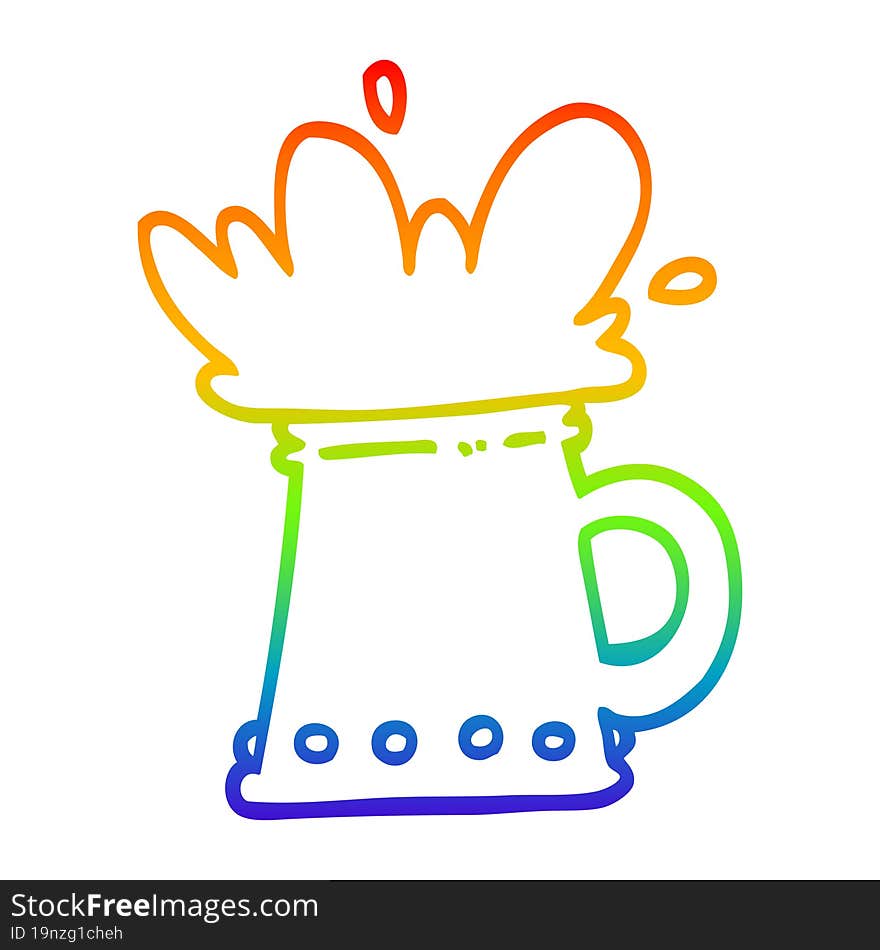 rainbow gradient line drawing cartoon beer tankard