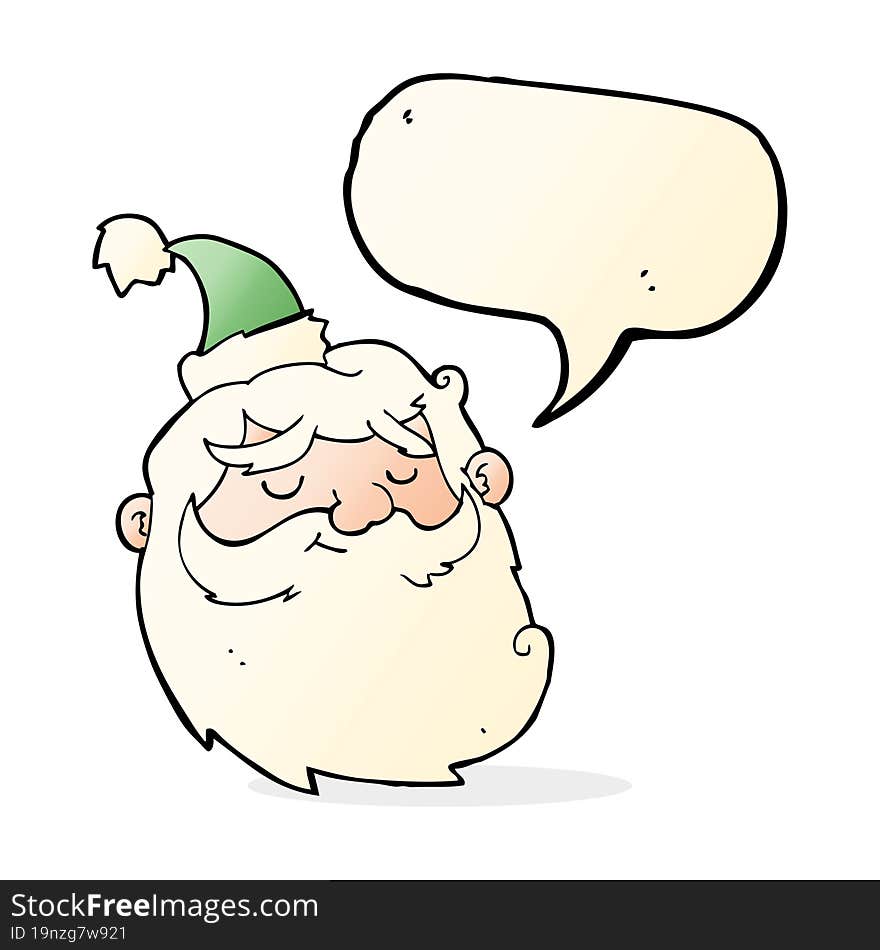 cartoon santa claus face with speech bubble