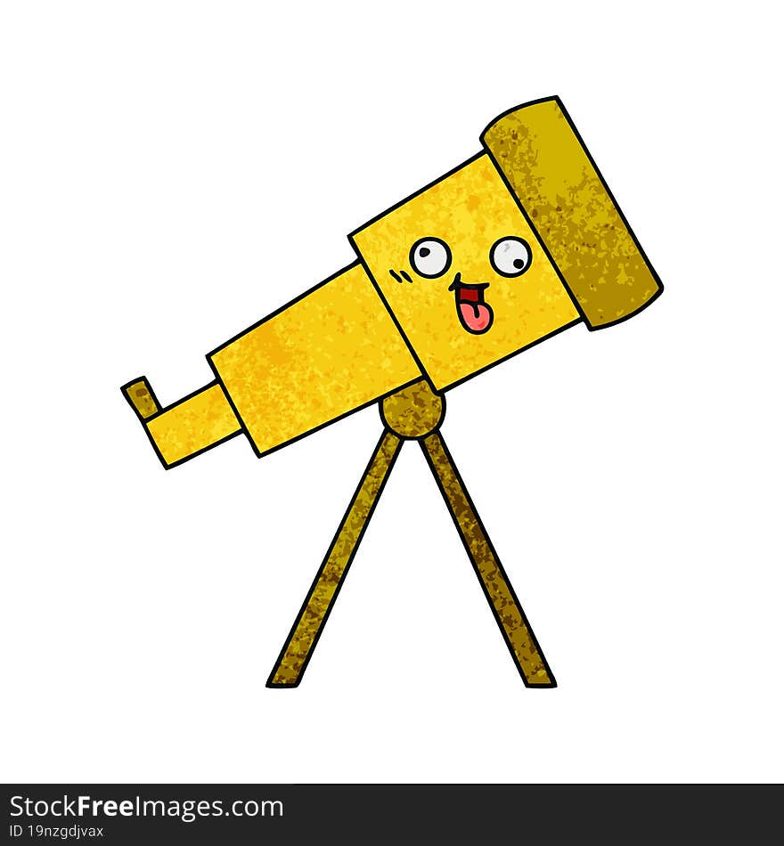 retro grunge texture cartoon telescope