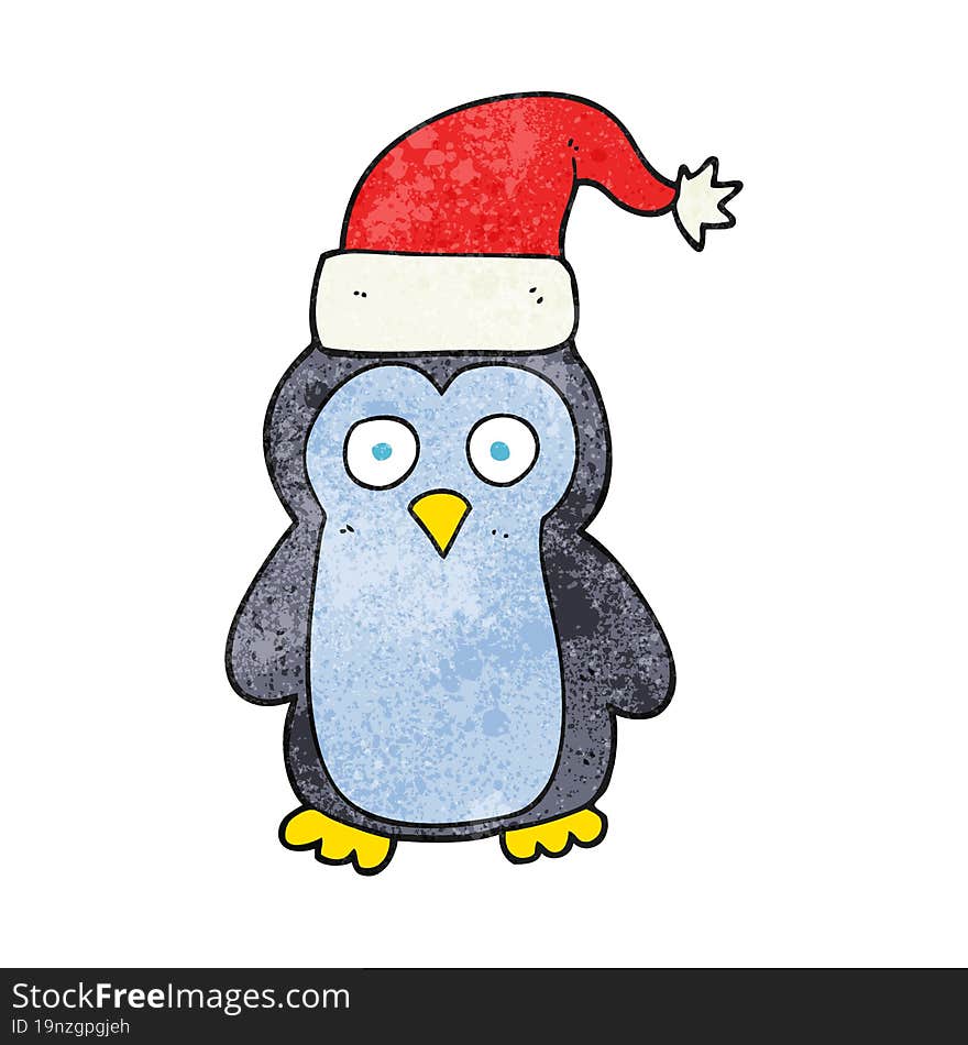 textured cartoon christmas penguin