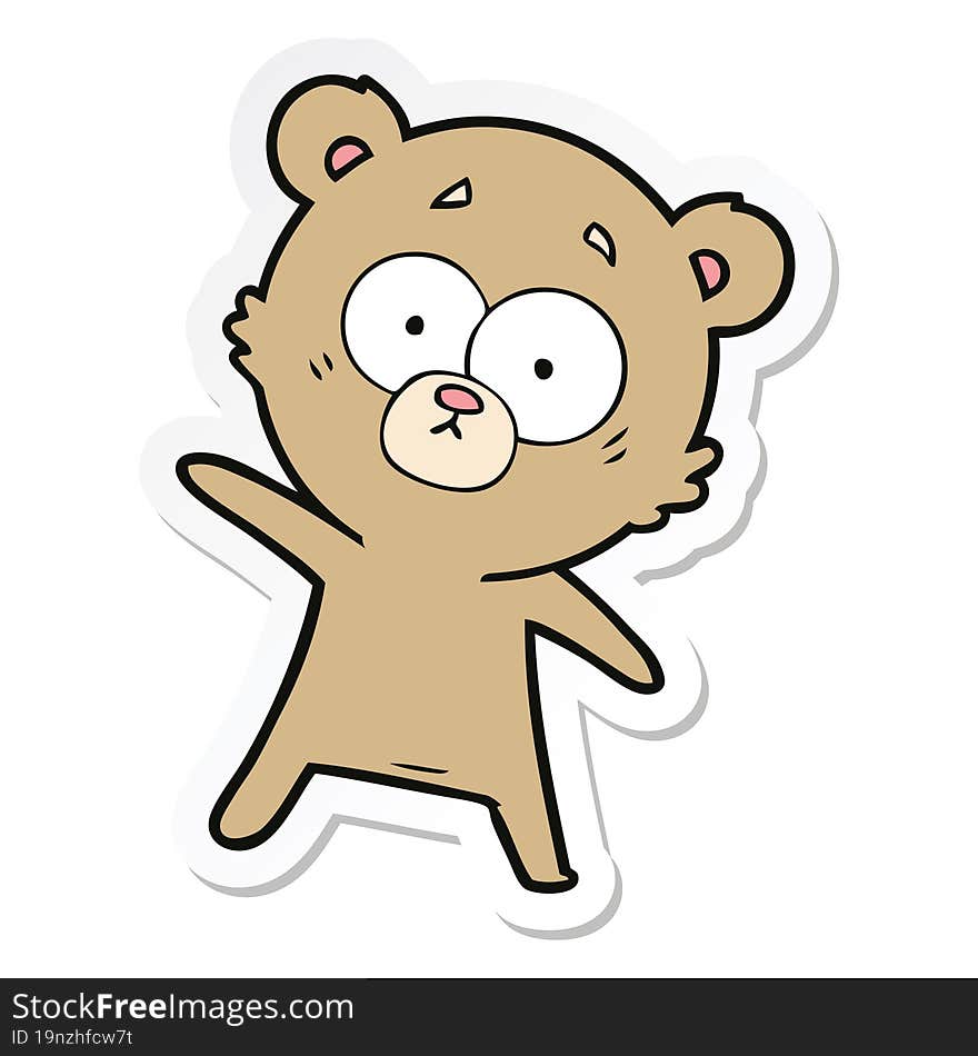 Sticker Of A Surprised Bear Cartoon