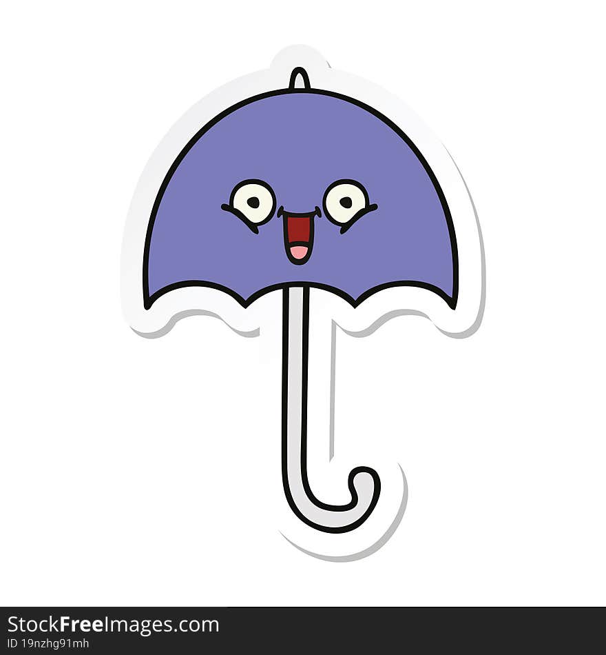 Sticker Of A Cute Cartoon Umbrella