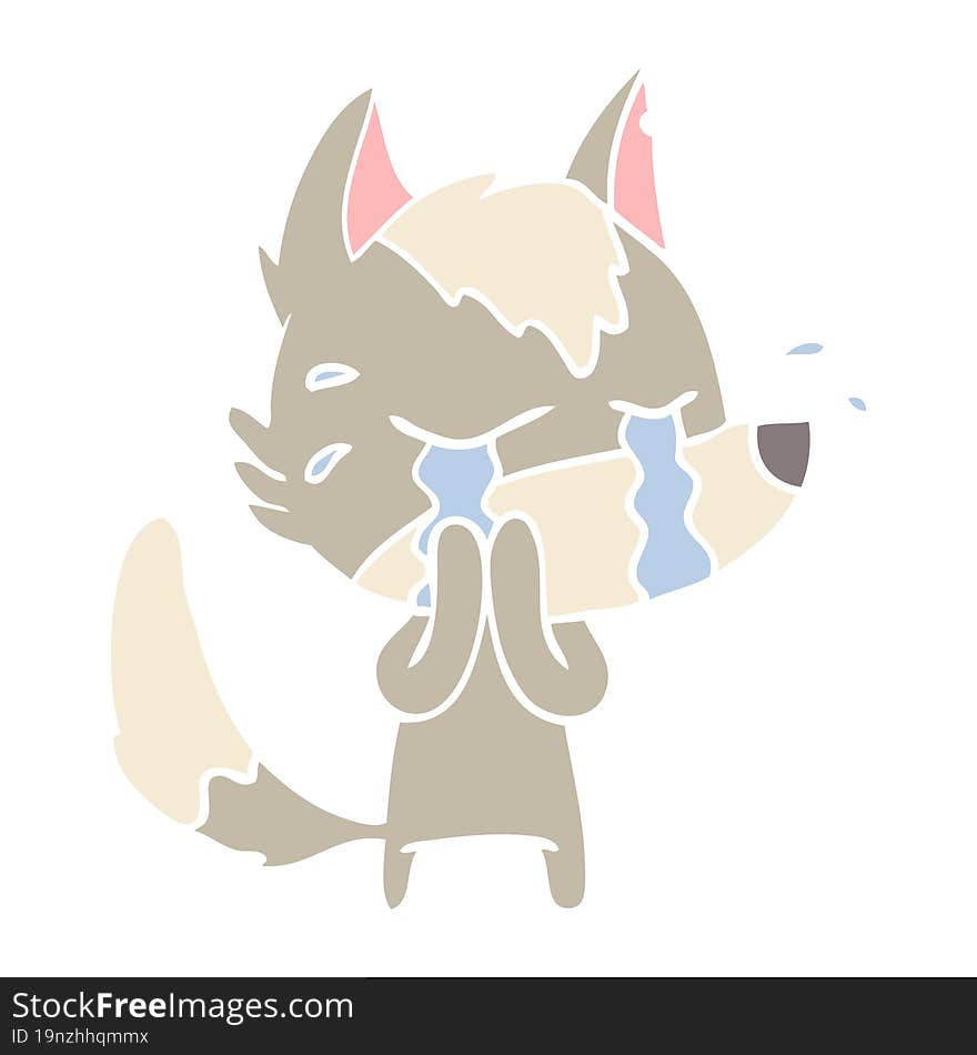 flat color style cartoon crying wolf