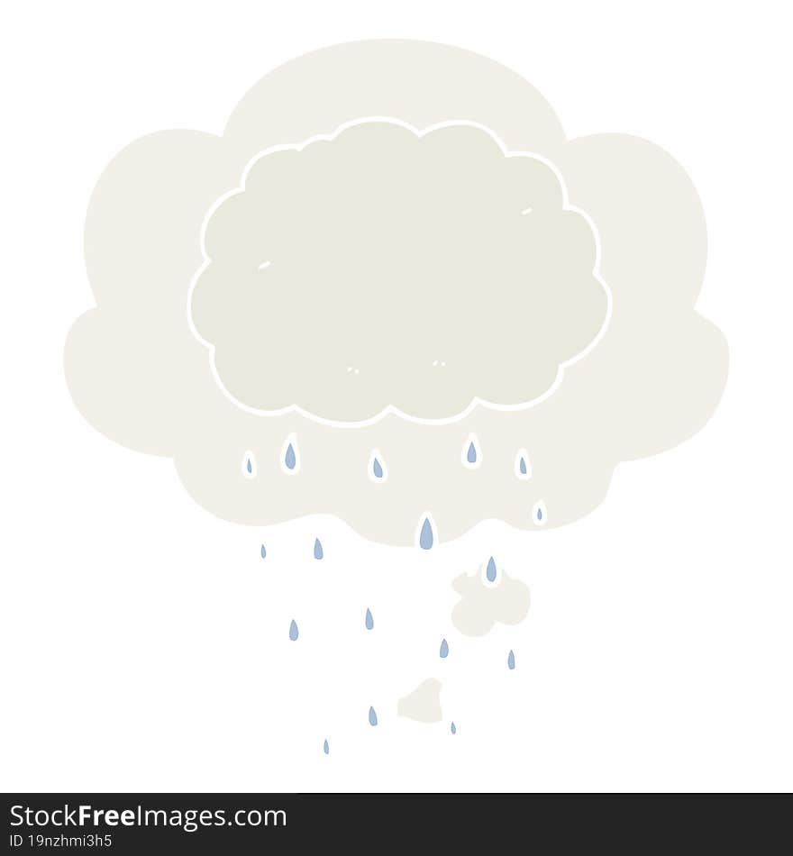 cartoon rain cloud and thought bubble in retro style