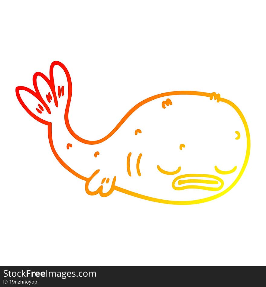 warm gradient line drawing cartoon fish