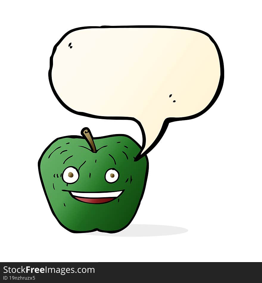 Cartoon Apple With Speech Bubble