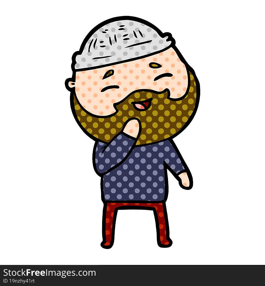 cartoon happy bearded man. cartoon happy bearded man