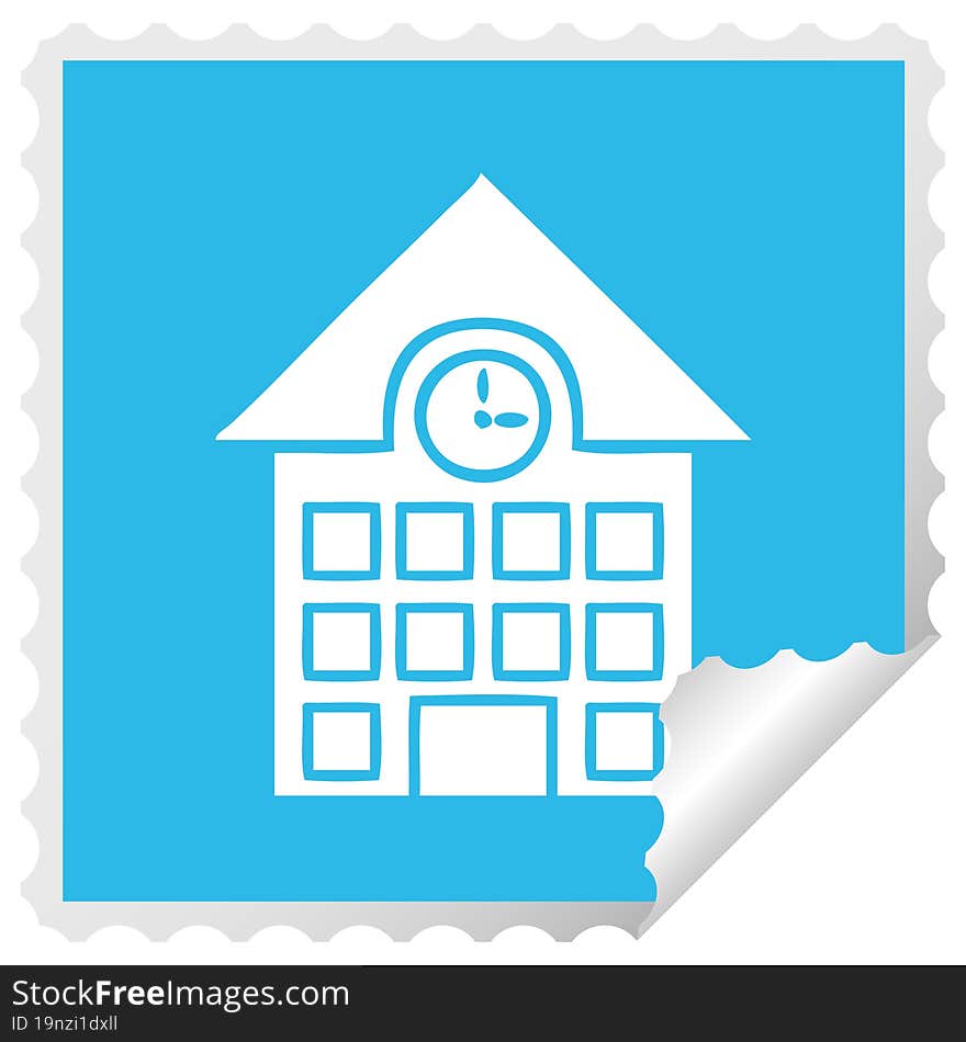 square peeling sticker cartoon town house