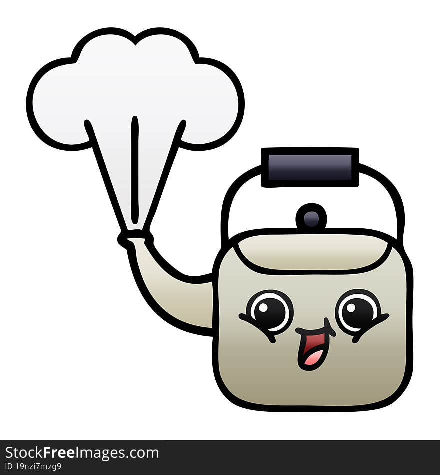 gradient shaded cartoon steaming kettle