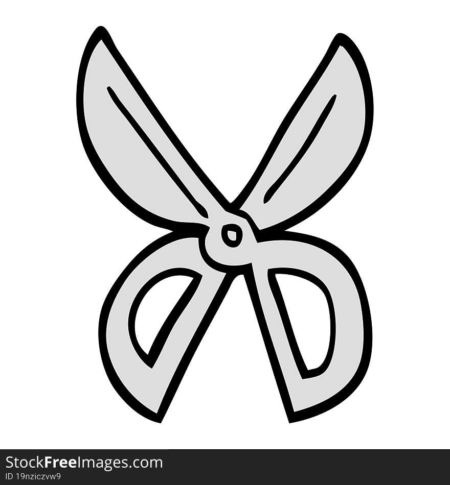 Hand Drawn Doodle Style Cartoon Scissors