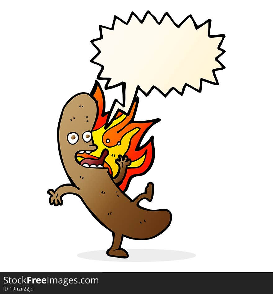 crazy cartoon sausage with speech bubble