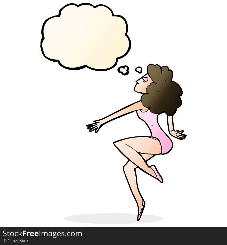 Cartoon Dancing Woman With Thought Bubble