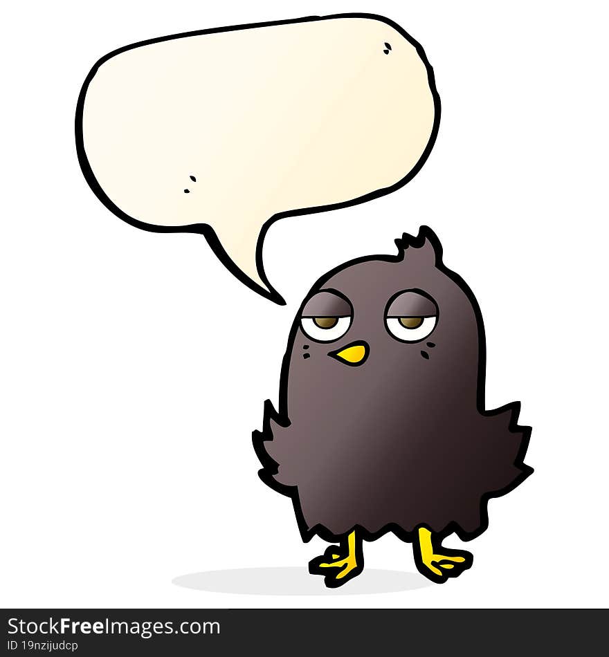 cartoon bored bird with thought bubble