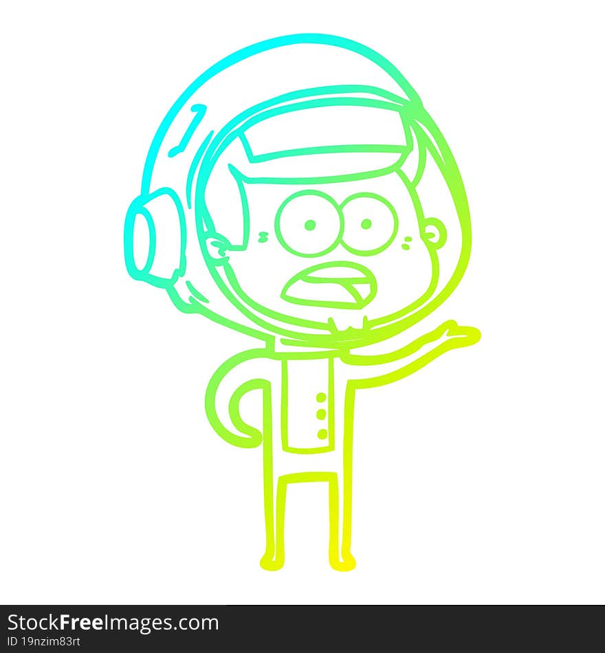 cold gradient line drawing cartoon surprised astronaut