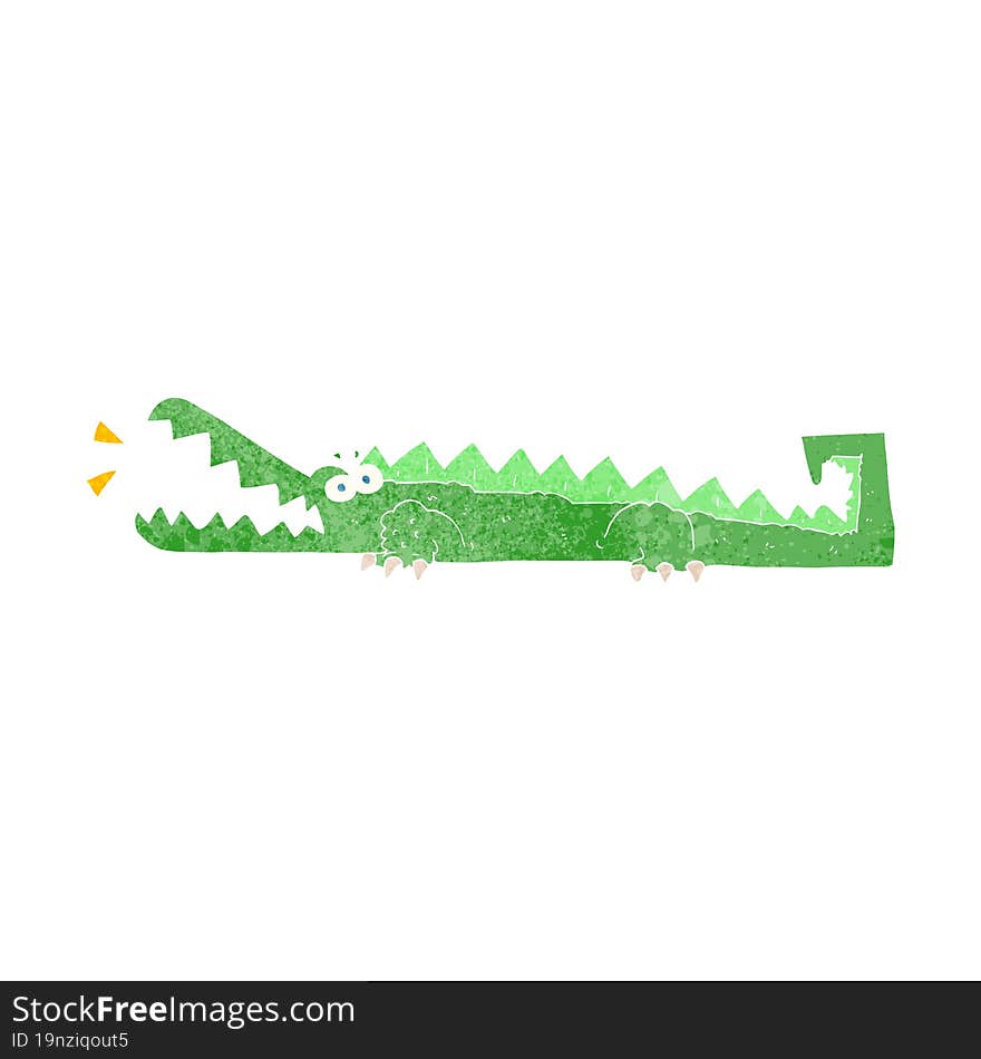 freehand retro cartoon crocodile