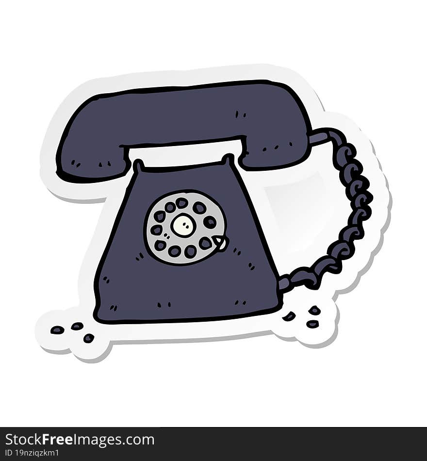 sticker of a cartoon retro telephone