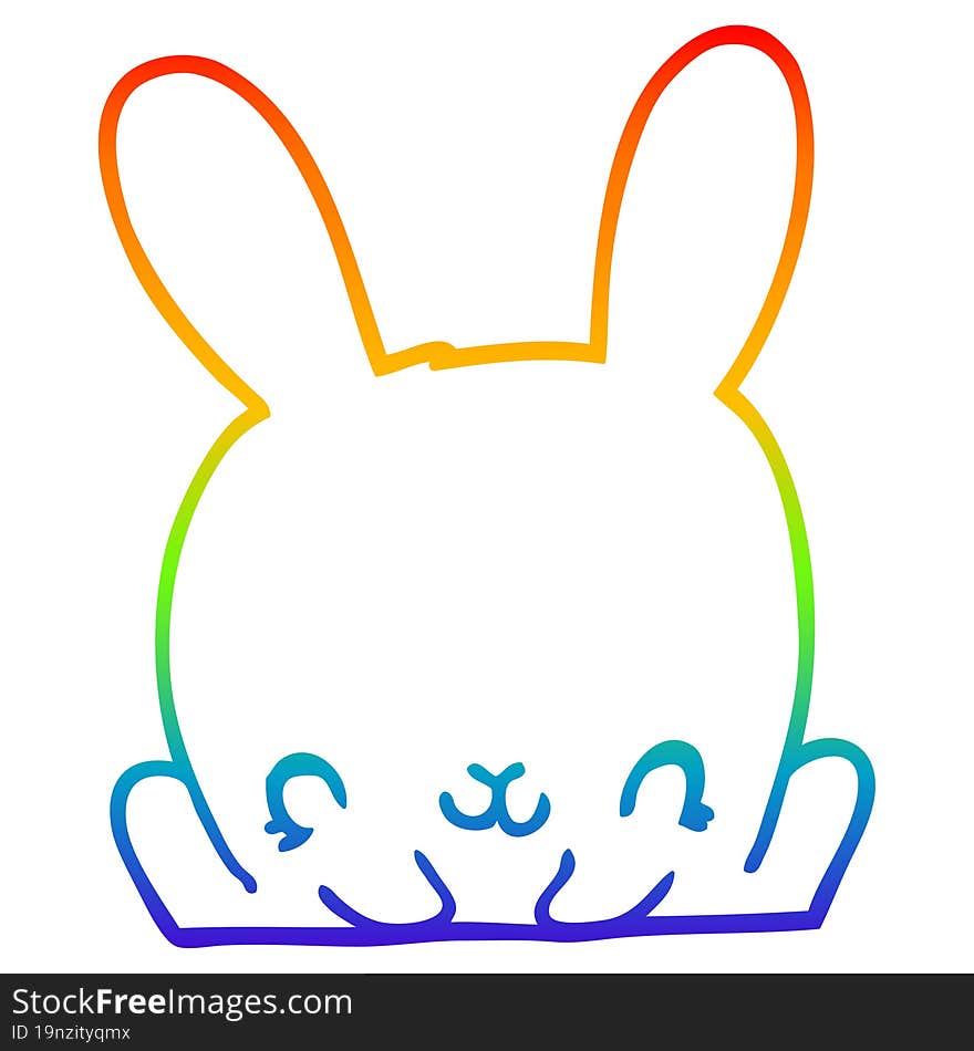 rainbow gradient line drawing of a cartoon rabbit