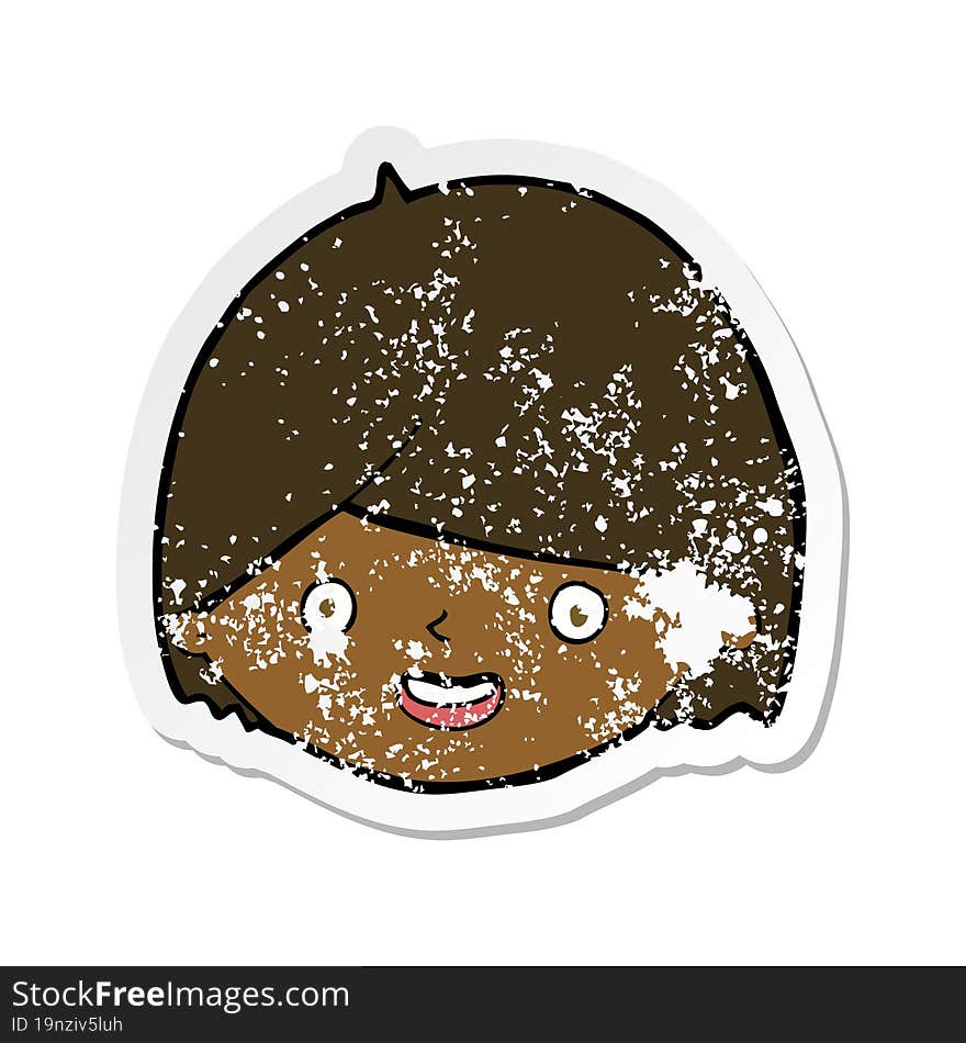 retro distressed sticker of a cartoon happy face