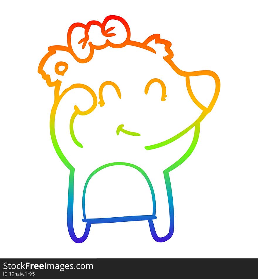 rainbow gradient line drawing female bear cartoon