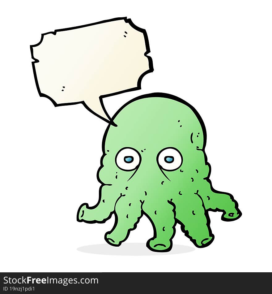 cartoon alien squid face with speech bubble