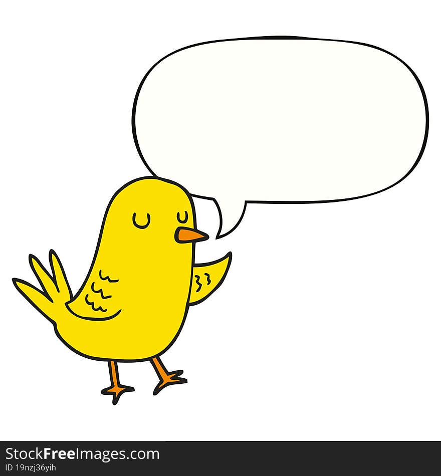 cartoon bird and speech bubble