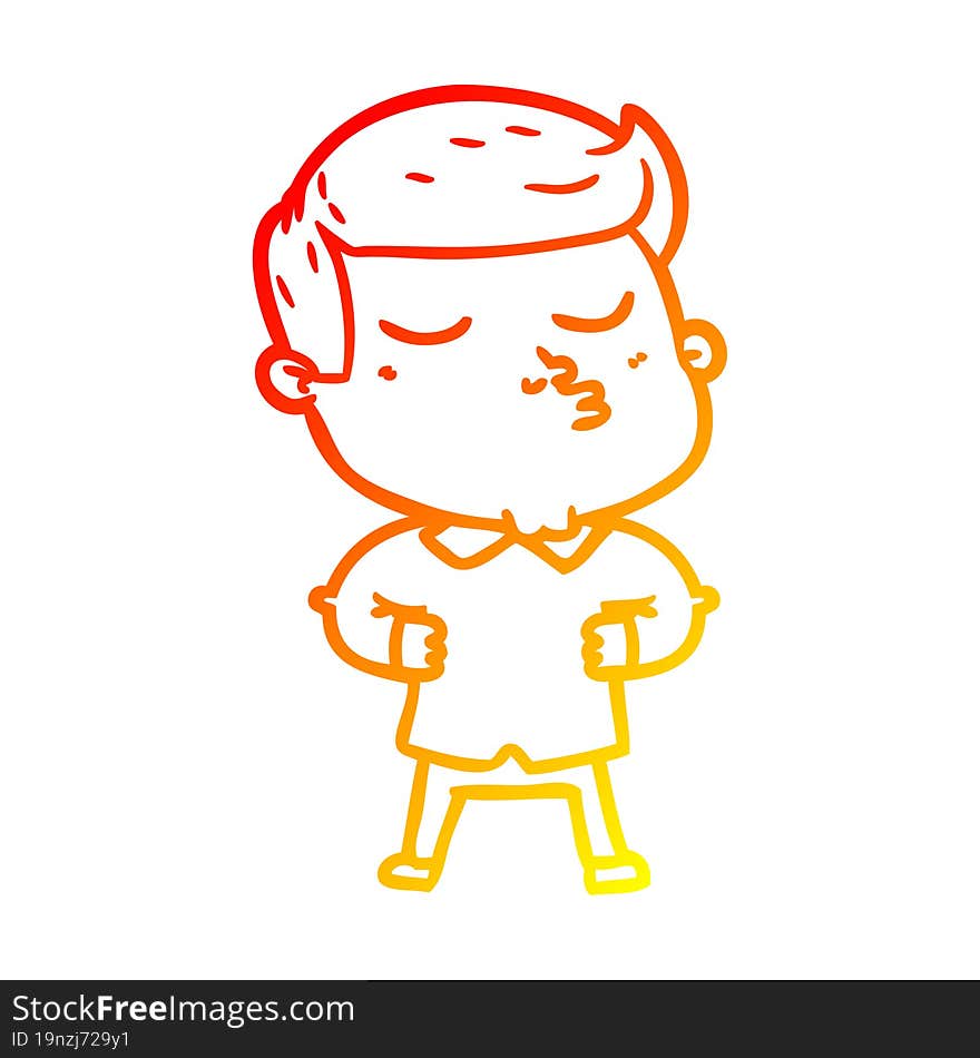 warm gradient line drawing cartoon model guy pouting