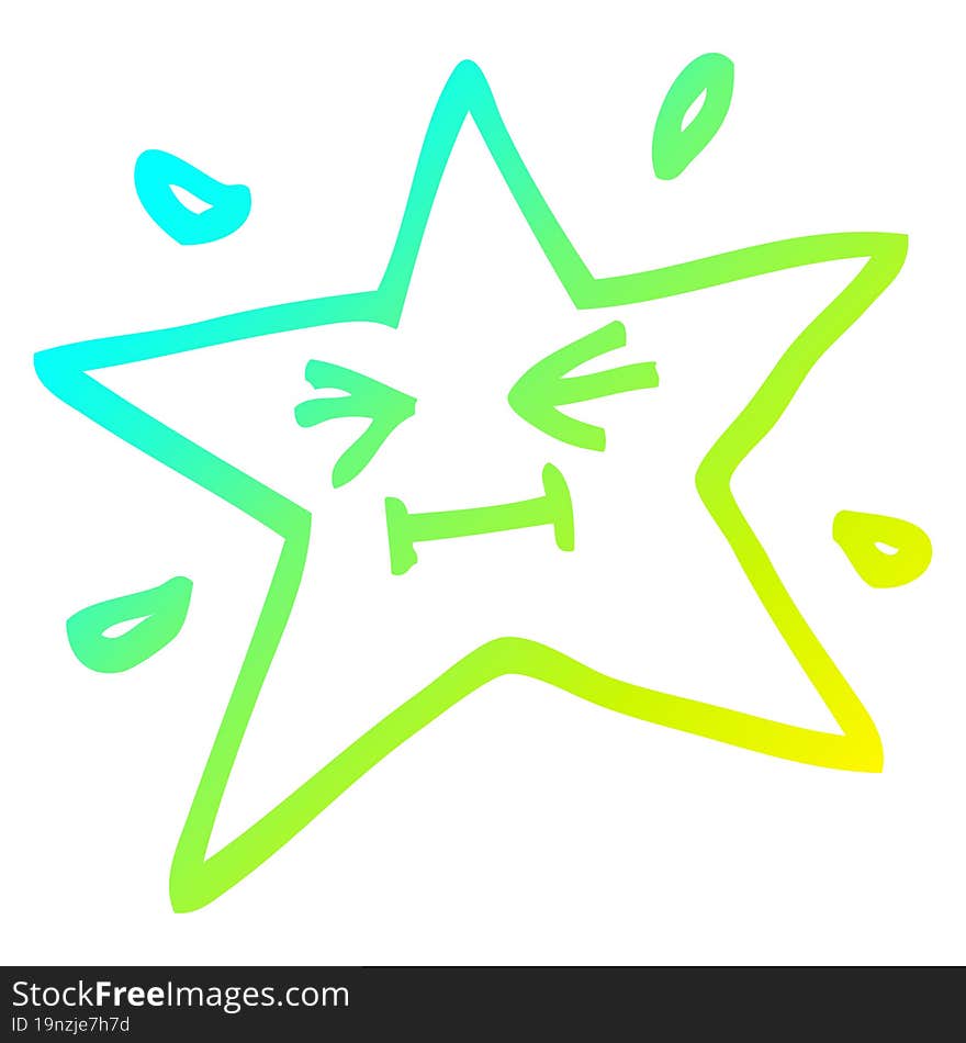 cold gradient line drawing funny cartoon star