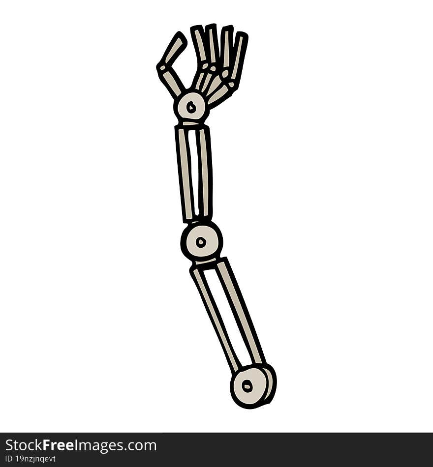 hand drawn doodle style cartoon robotic arm