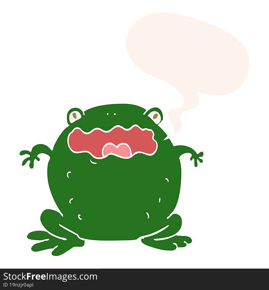 cartoon toad and speech bubble in retro style