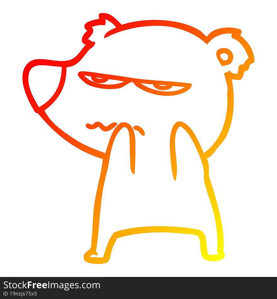 warm gradient line drawing annoyed bear cartoon