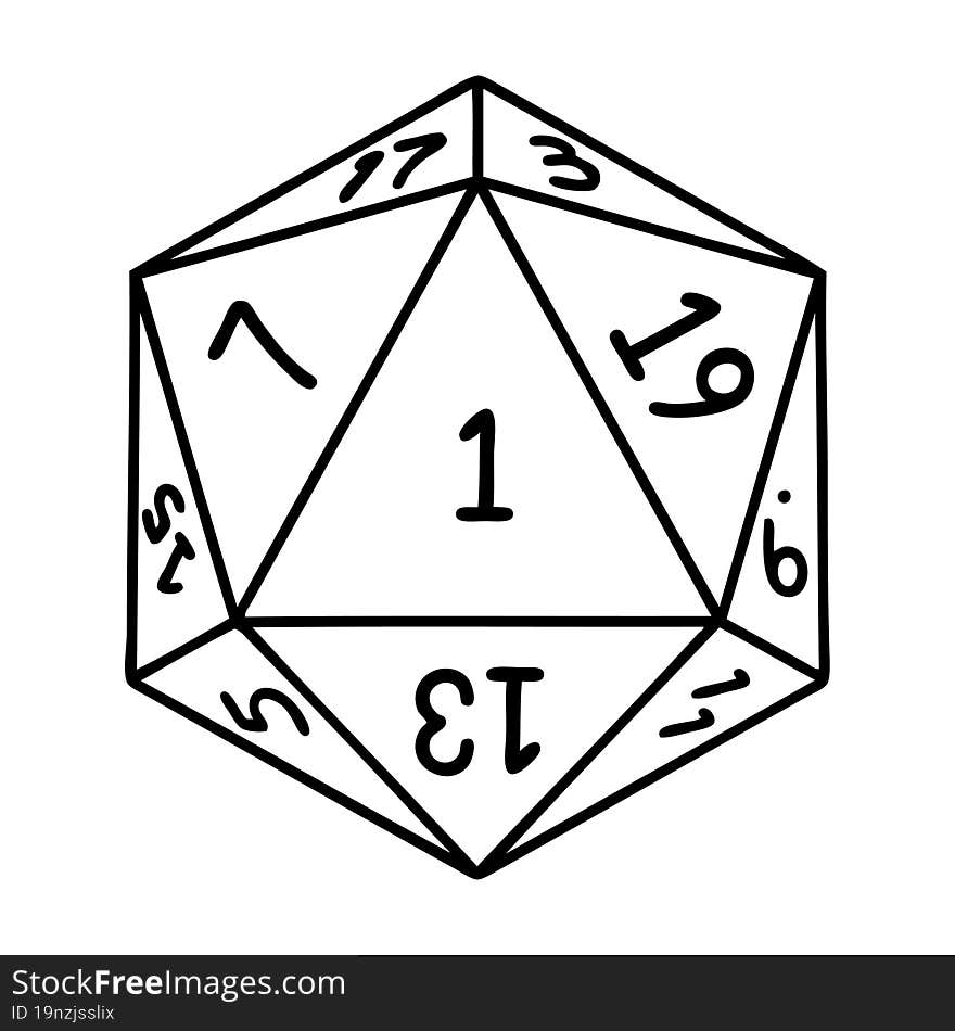 natural 1 D20 dice roll illustration