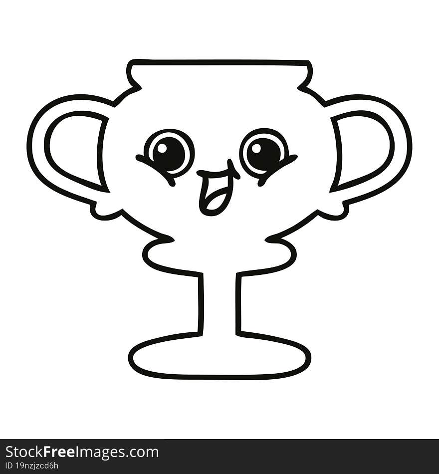 line drawing cartoon of a trophy. line drawing cartoon of a trophy