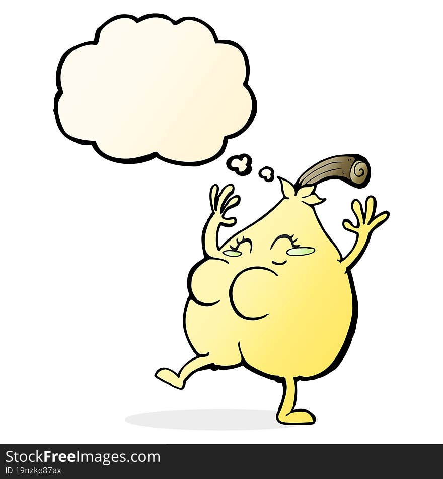 a nice pear cartoon with thought bubble